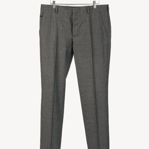 Prada Grey-Check Virgin Wool-Suiting Cuffed Trousers - Picture 1 of 12